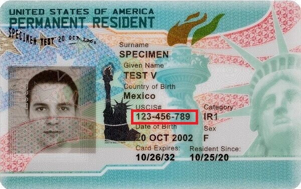 Número-A en Tajeta de Residencia Permanente